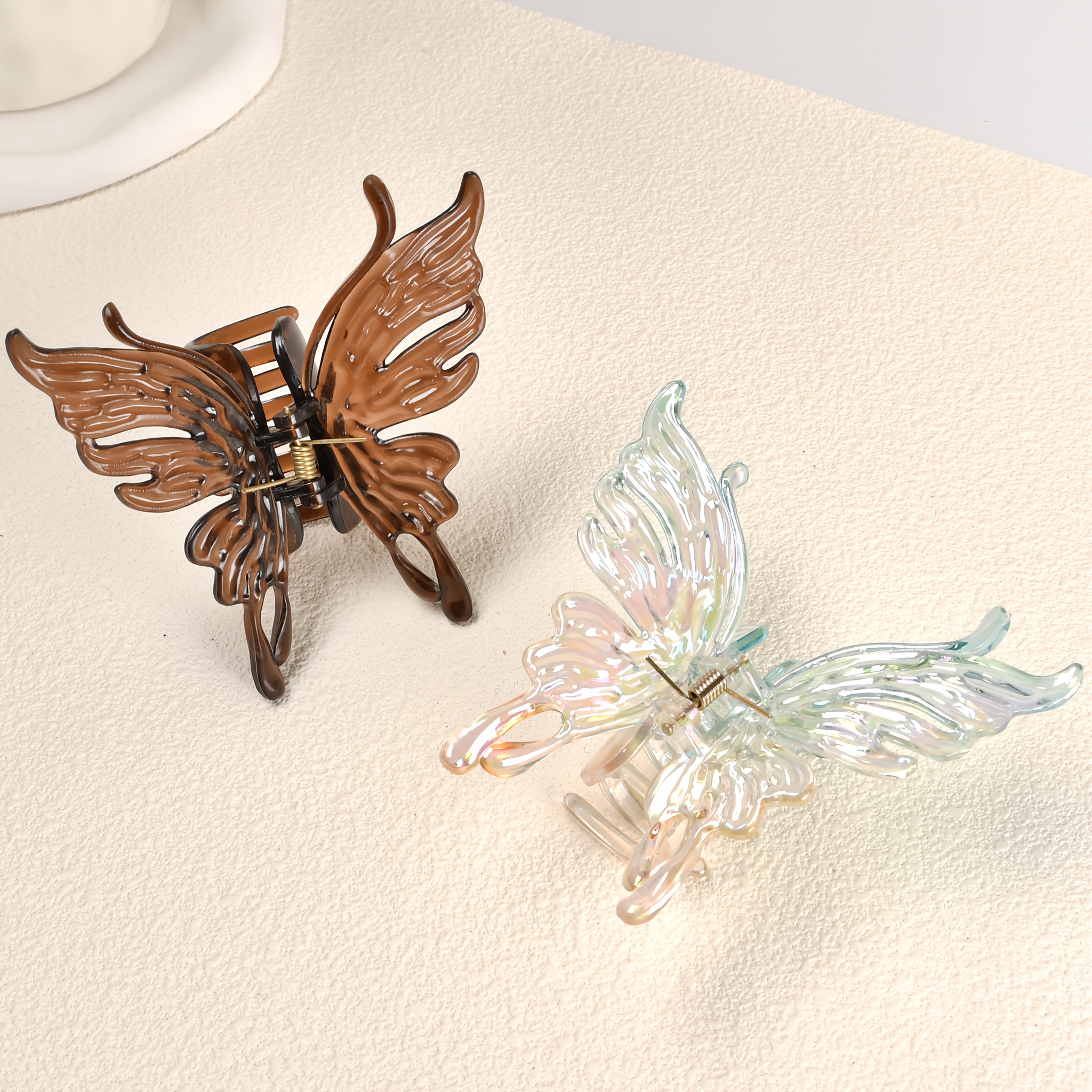 8er Set Schmetterling-Haarclips Aus Chiffon – Bunt, Glitzernd & Perfekt Als Haarschmuck