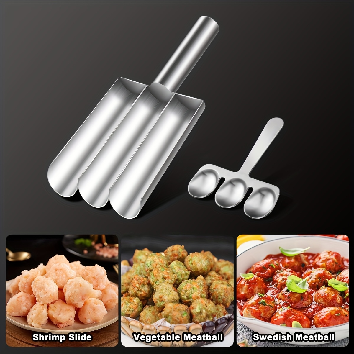 1 set stainless steel meatball falafel maker non     meat baller with 6 compartments for perfectly shaped meatballs ideal for   of dough   rice balls more meatball maker tool