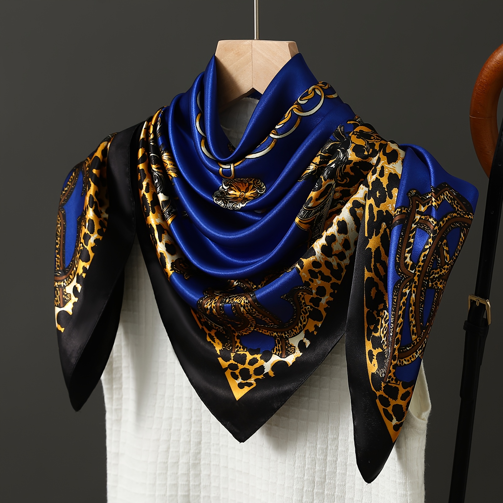 TEMU 1 stuks 35.43*35.43 Inch Vierkante Sjaal | Elegante Luipaardprint Sjaal, Ideaal Voor Buiten- en Casual Kleding, Ademend en Warm