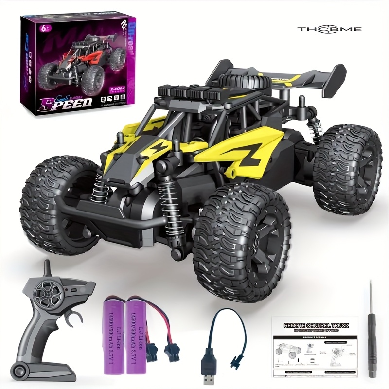 High-Speed RC Off-Road Truck with All-Terrain Performance, 2.4GHz Remote Control, 30+ MPH Racing, USB-Rechargeable, All-Terrain Tires for Kids, Adults, Birthday & Friday Gifts - Red/Yellow Racing Car, Outdoor Adventure, Sporty Look, Sturdy Build, Adult Hobby, Rugged Design, Rechargeable Battery, Remotecontrolled Vehicle