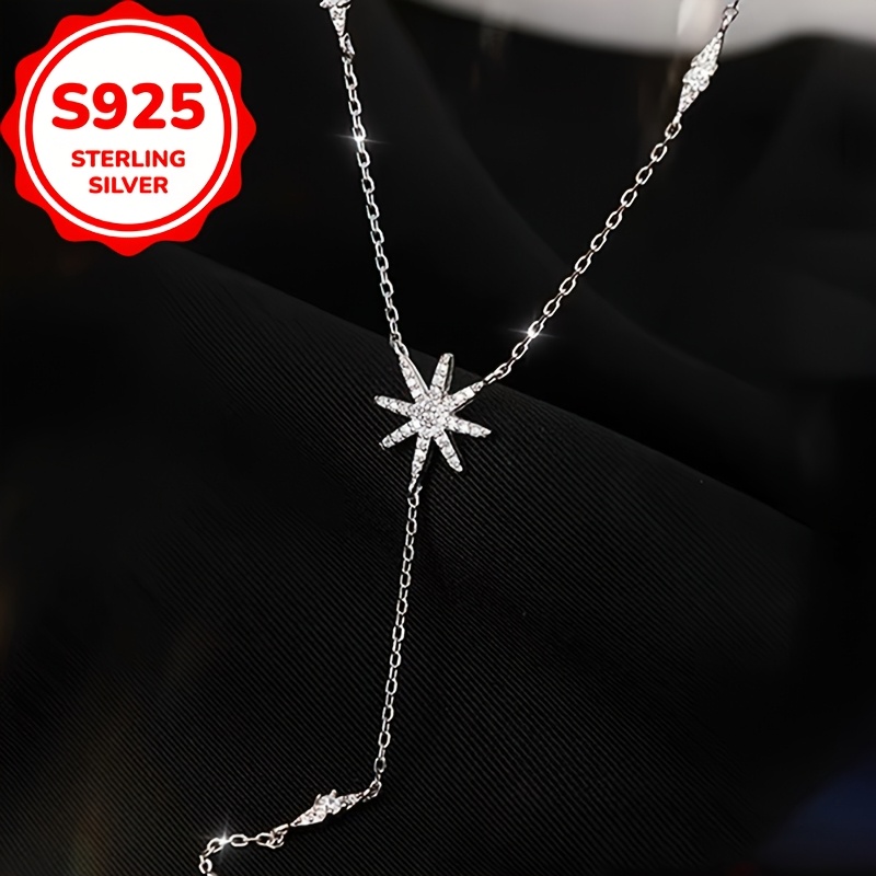 Vintage Eight-Pointed Star Necklace Made of S925 Sterling Silver
