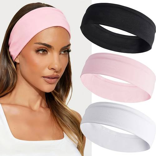 3pcs 4pcs womens running headbands solid color sweat absorbing and non slip sports headbands suitable for running cycling basketball yoga and fitness elastic unisex headbands perfect as a holiday gift