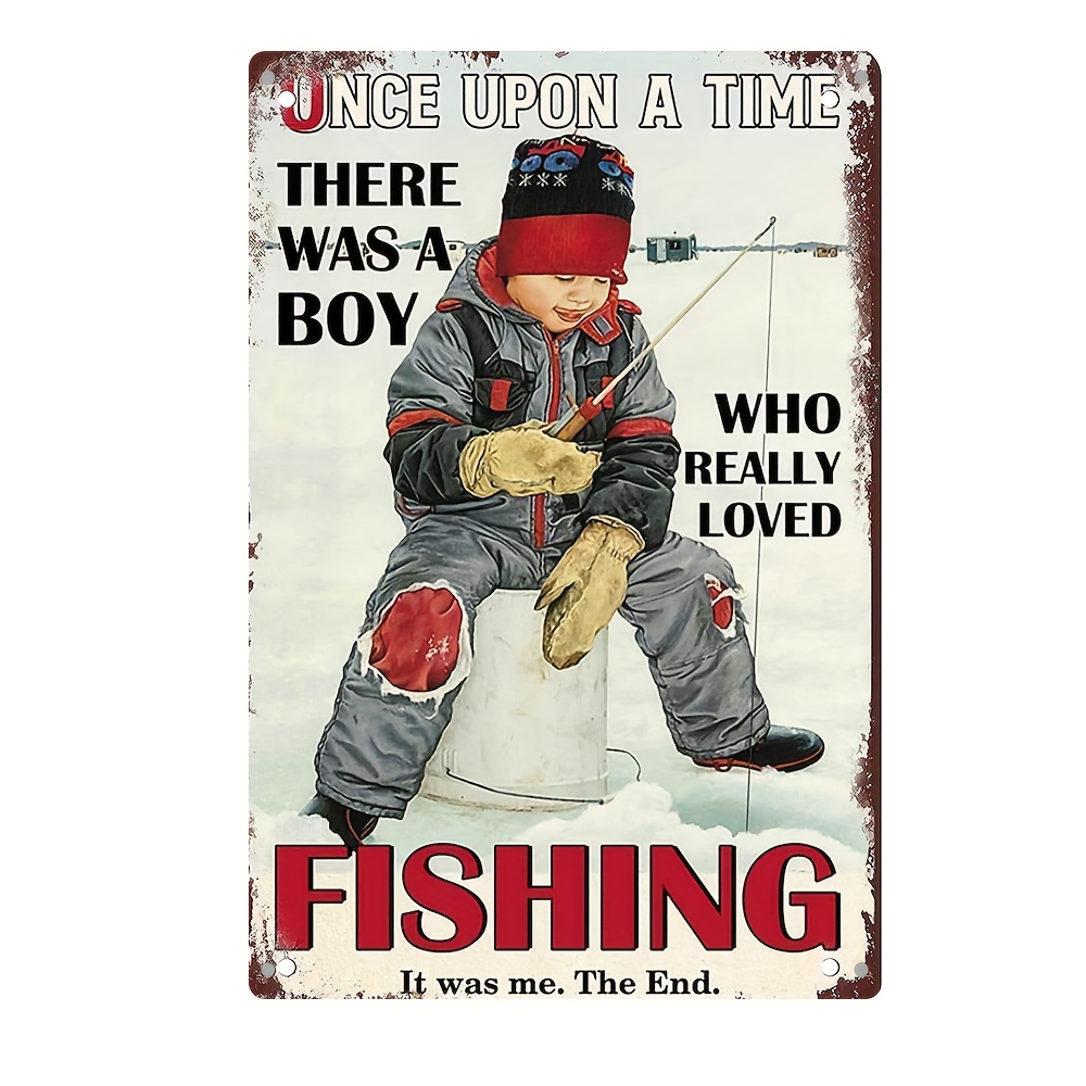 Poster da parete vintage con scritta Fishing Boy Once Upon A Time in  metallo, 20 x 30 cm : : Casa e cucina