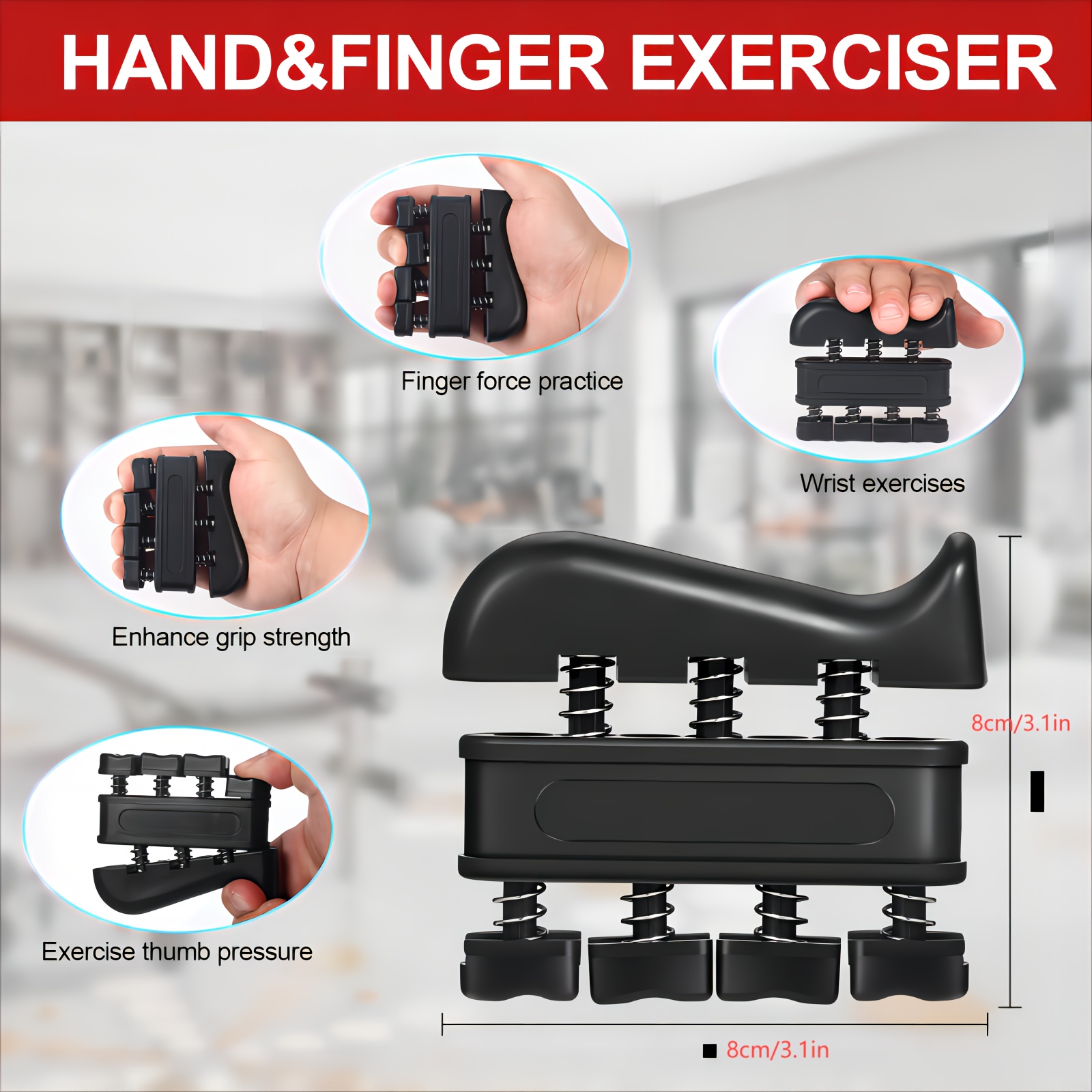 5pcs strength trainer kit with finger exerciser hand grip strengthener hand extension exerciser grip ball and forearm workout for muscle building details 2