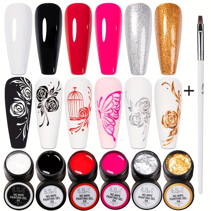 Awstorg 7pcs Gel Polish System - 4-in- Wipe Soak Off Nail Polish With Semi-permanent Suitable For Nail Art, , Gel Varnish For Diy & Pedicures