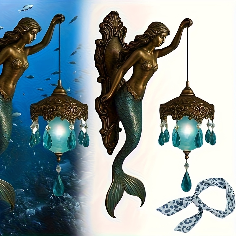 TEMU This Vintage-style Wall Lamp Features A Mermaid Design And Operates On Batteries, Making It Cordless And Easy To Anywhere. It A , Perfect For A Touch Of To Bedrooms, Hotels