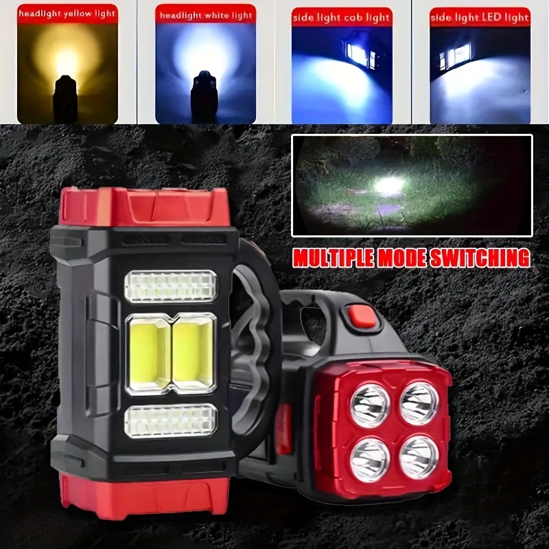 TEMU Camping Lights Solar Powered Outdoors, Flashlight Rechargeable, Dual-operation Design, Handheld Led Flashlights Solar Power, 4 , Tactical Cob