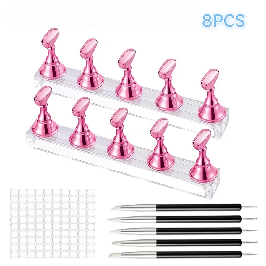 TEMU Ensemble de 8 supports d'entraînement pour ongles, réutilisables pour supports de pointes d'ongles, outil de manucure pour l'entraînement aux