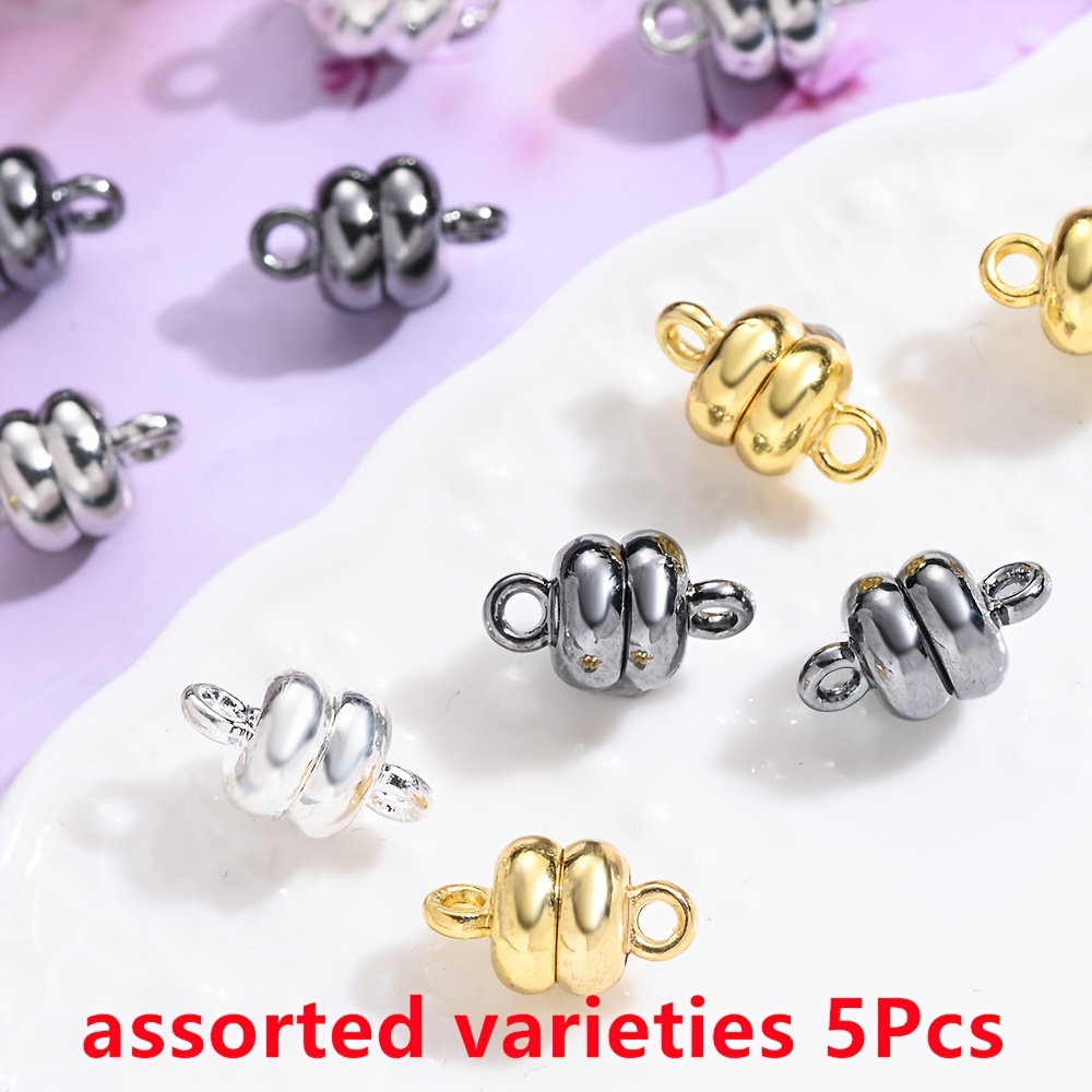 Image of 5pcs 7×12mm Random Colorful Alloy Magnetic Double Buckles For Handicraft Bags Bracelets Necklaces Pendants And Clothing Additions Jewelry Making Additions