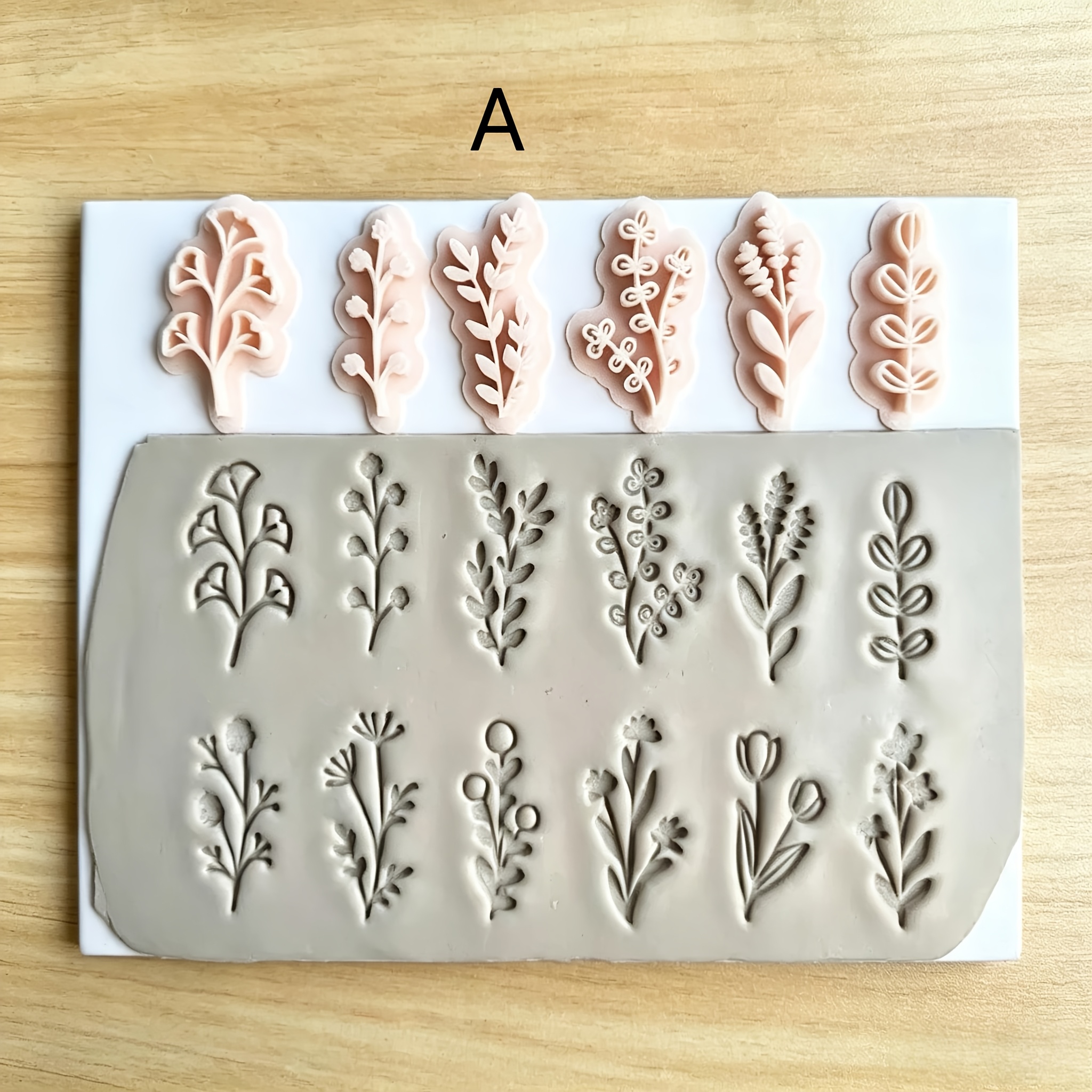 TEMU Kit di Stampini per Pasta Polimerica Serie Foglie e Fiori - Stampi Fai da Te in Plastica per Gioielli con di Foglie e Fiori Adatti per Creazioni