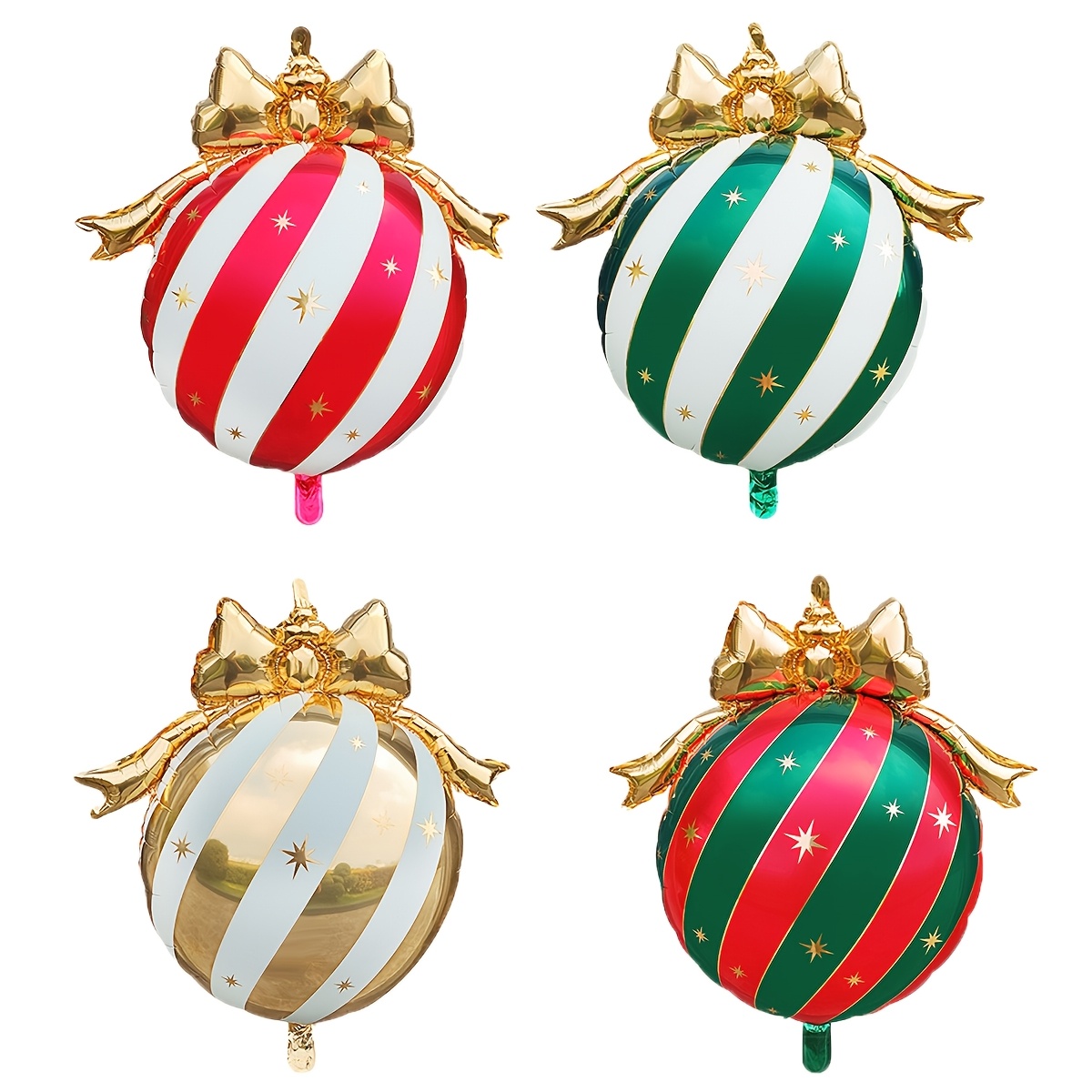 TEMU 4pcs, Ballons de fête de Noël, Nœuds Ballons de Noël en aluminium, An 2027, Décorations de Noël, Fournitures de fête de Noël, Navidad 2027,