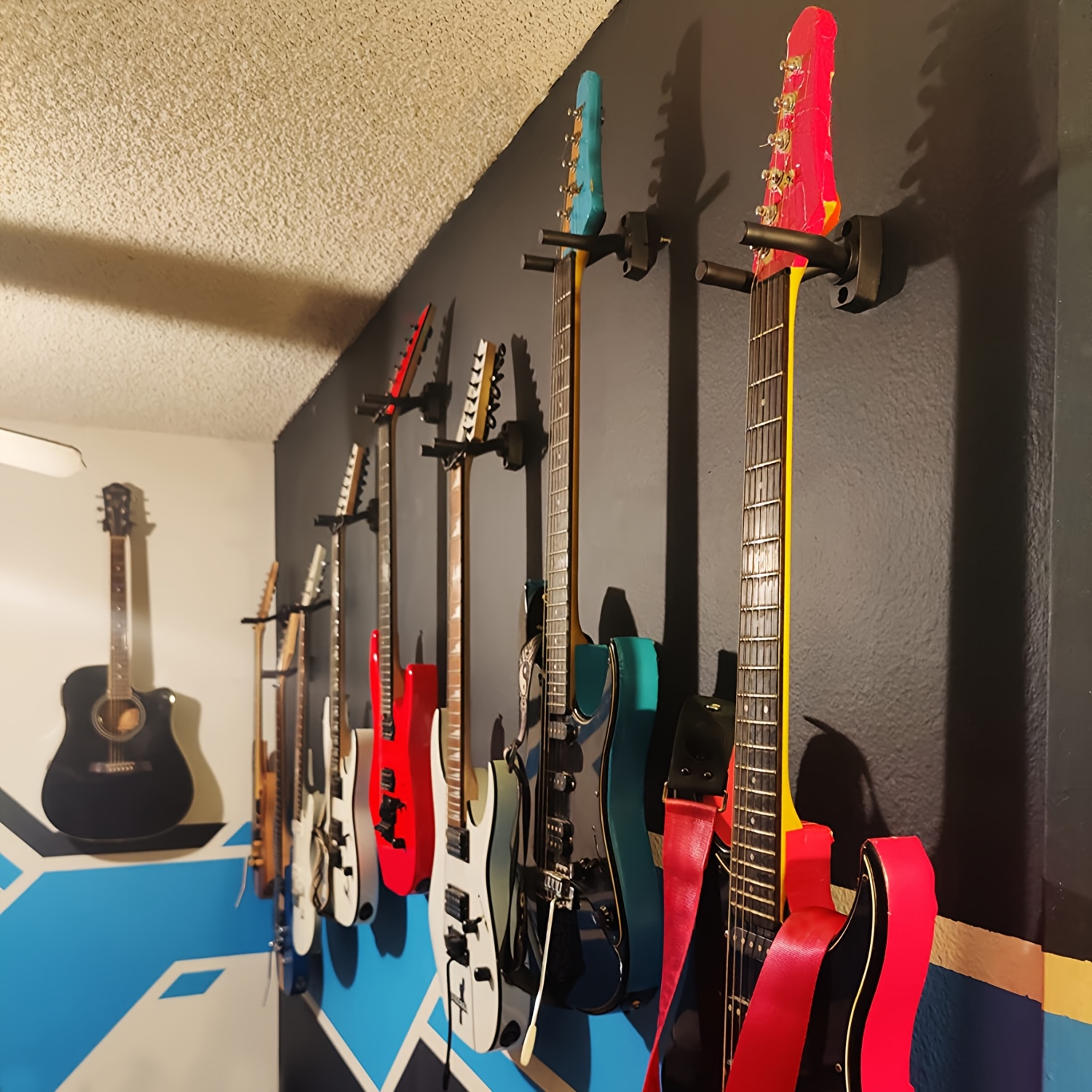 Gitarren-Wandhalterung Aus Metall – Schwarz, Mit Schwamm-Schutz, Für Gitarren, Bass, Ukulele & Mehr