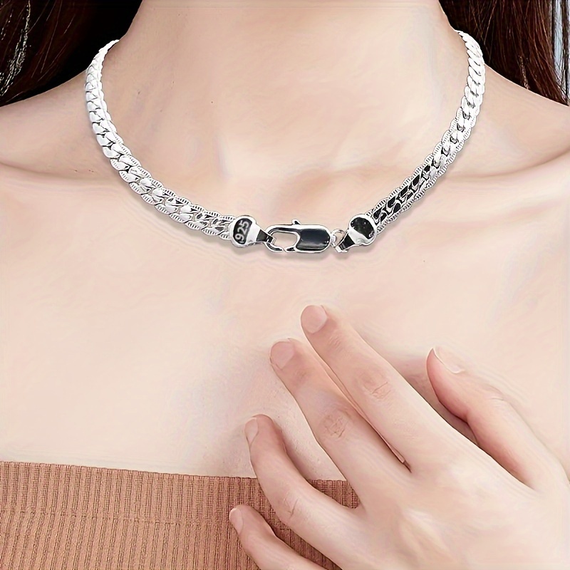 

1pc 50cm 20 Inches Silvery Brand Design Noble Necklace Chain For Woman Men Fashion Wedding Engagement Jewelry