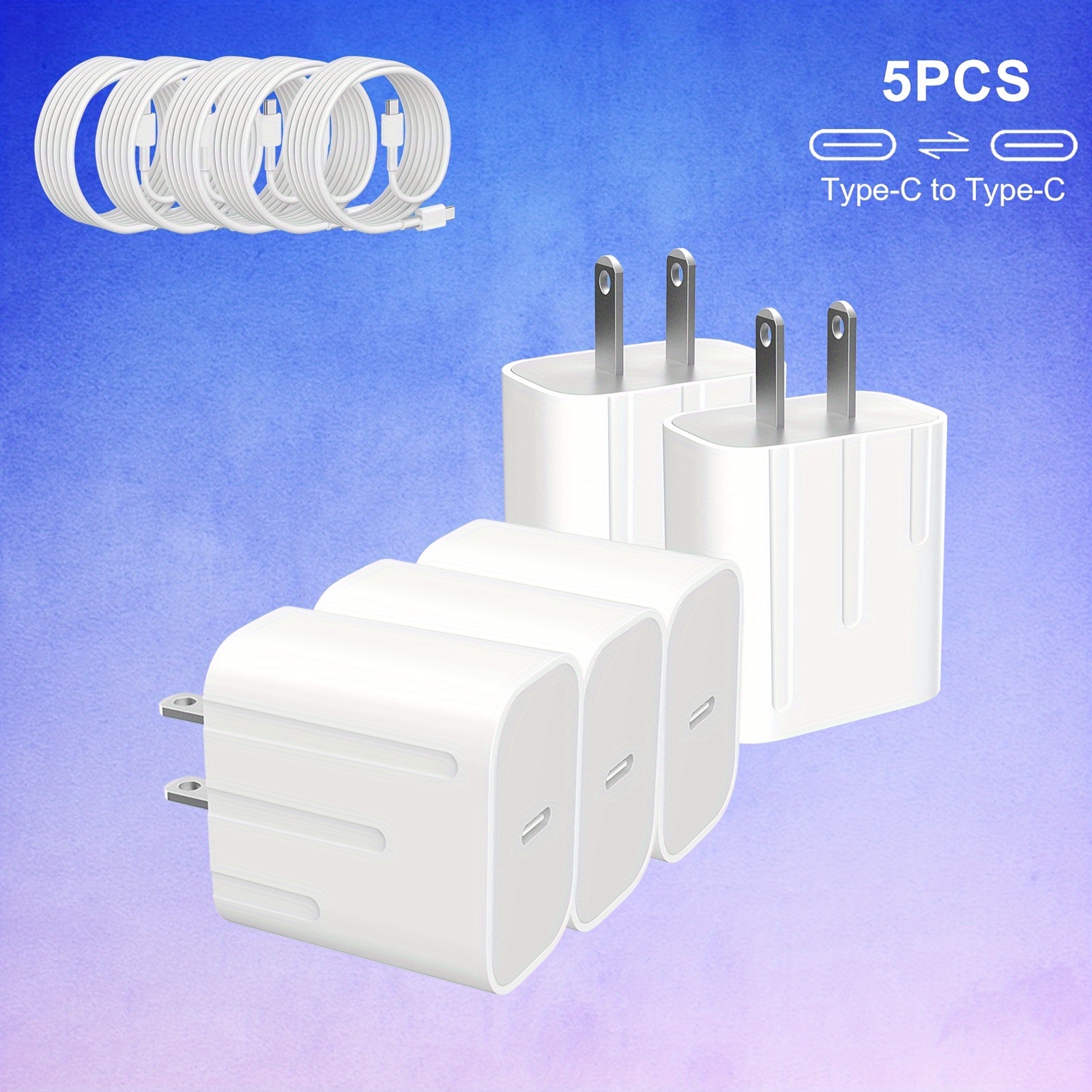 

5pcs For Iphone Charger Super Fast Charging Ipad Charger Usb C Wall Charger Fast Charging 4ft Cable