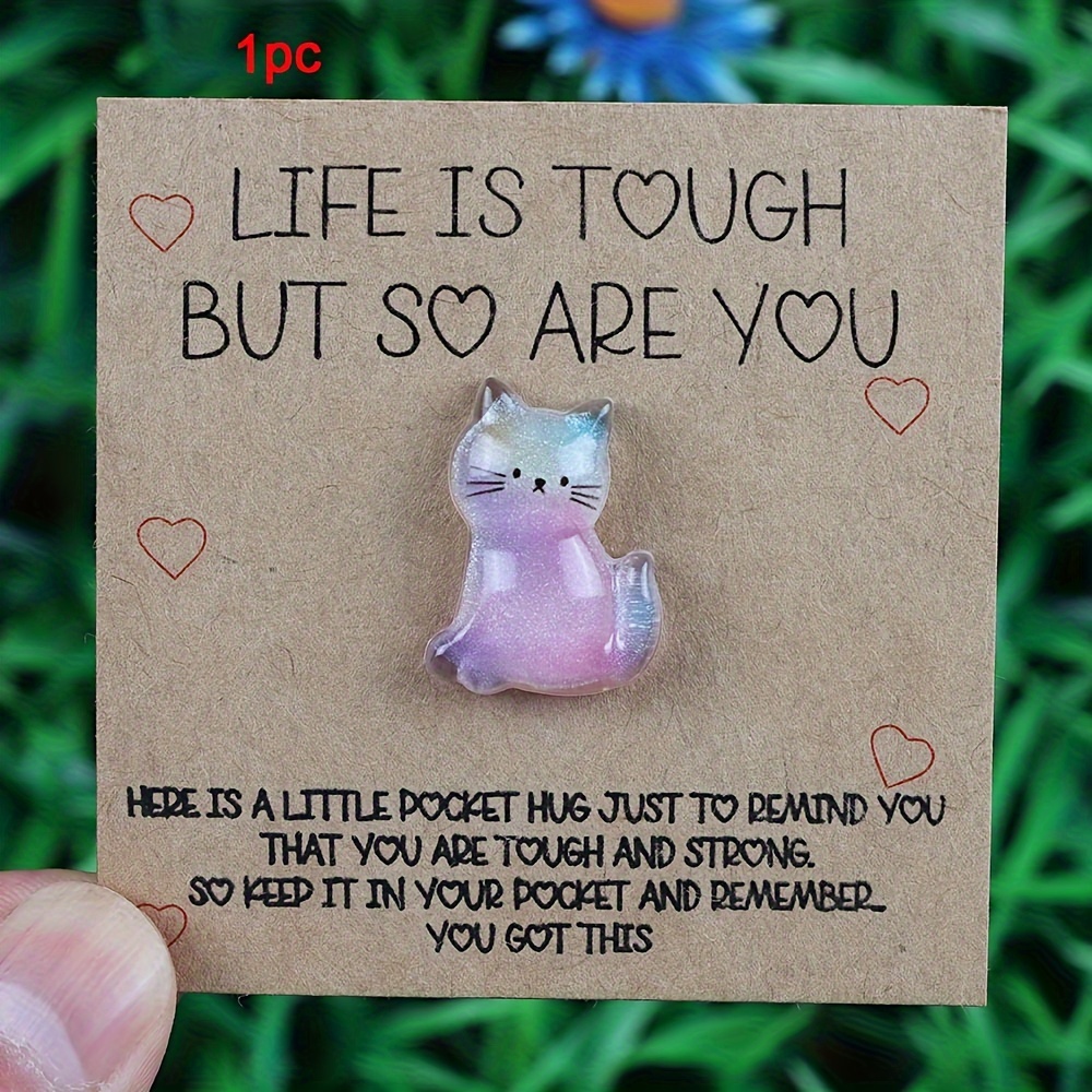 1pc/2pcs Inspirational Pocket Hug Card With Fun Emotional Support Cat - Perfect For Anyone In Need Of Encouragement | Ideal Gift For Family & On Holidays & Parties