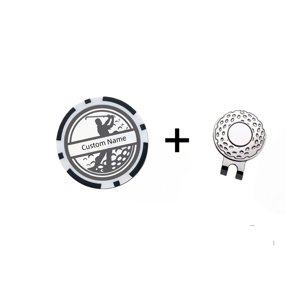 TEMU 1pc Custom Name/number Golf Ball Marker & Hat Clip - Personalized Or Number, Durable Golf Accessories Suitable For Father's Day, Christmas,