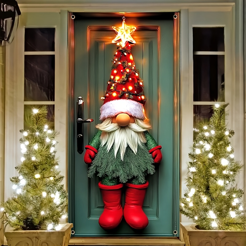 

2d Flat, 1pc 2d Flat Christmas Door Hanging Decor, Polyester Material, Universal Holiday Ornament, No Power Needed, Battery-free, Indoor/outdoor Use