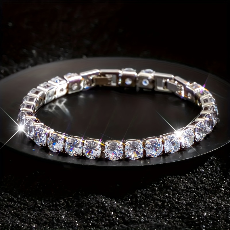 TEMU 1pc Bracelet Bangle de Tennis Rond Oversize 6Mm - Design Chaîne Détachable, Bijou Unisexe, Convient pour le Port , Style Street, Saint-Valentin,