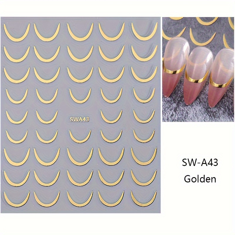 3d Hot Foil French Smile Crescent Nail Sticker