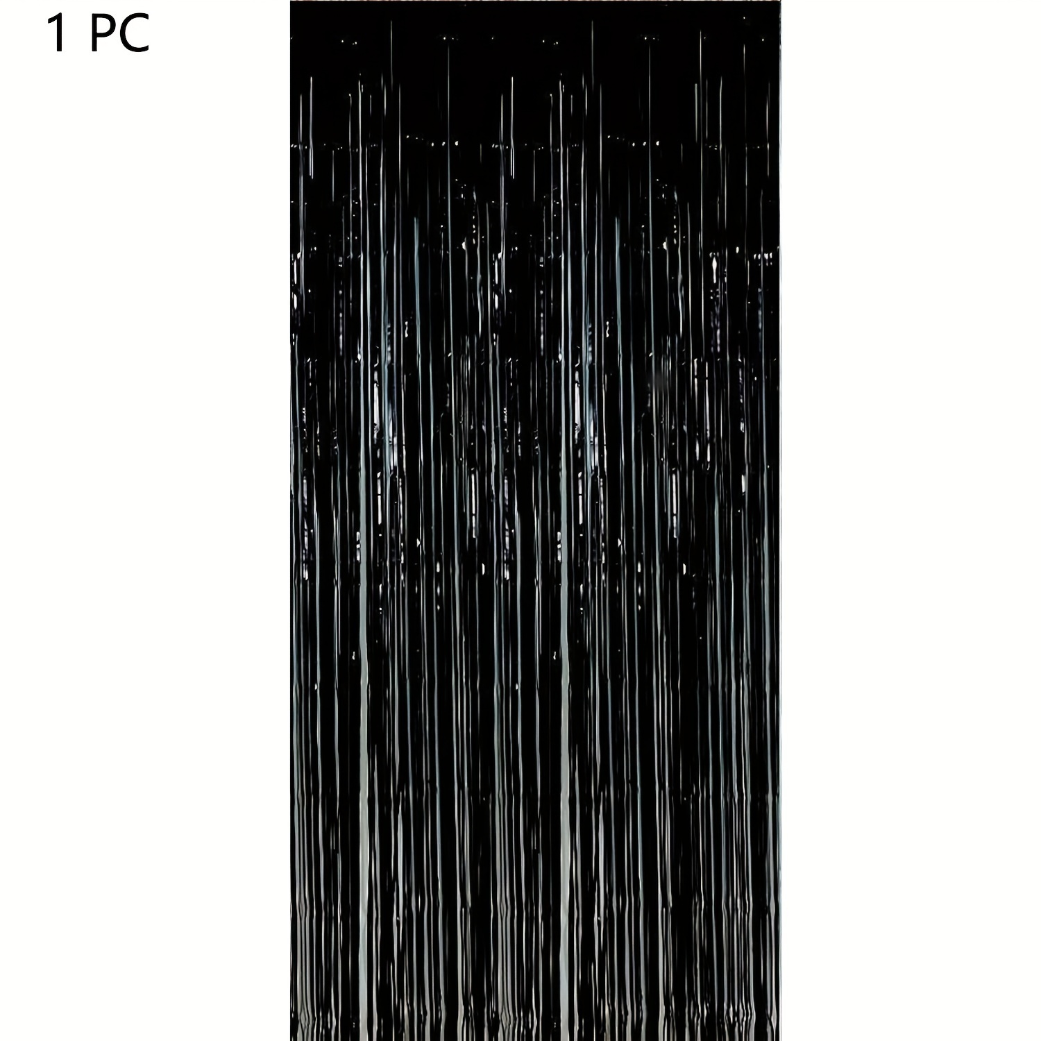 1pc Of Black Metallic Foil Fringe, Foot Party Streamer For Birthday Celebrations, Halloween Decorations, And Foil Backdrop For Bachelorette Parties, Halloween Decorations & Christmas Decorations