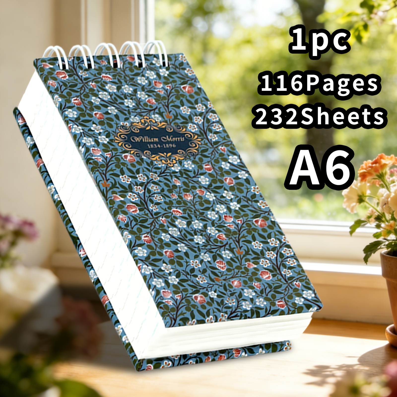 TEMU 1pc/4pcs, A6, 232 Pages, Flower Spiral Notebook, Extra-thick Hardcover, Pads, Compact And Portable, Planner, Diary, Travel Journal, Class