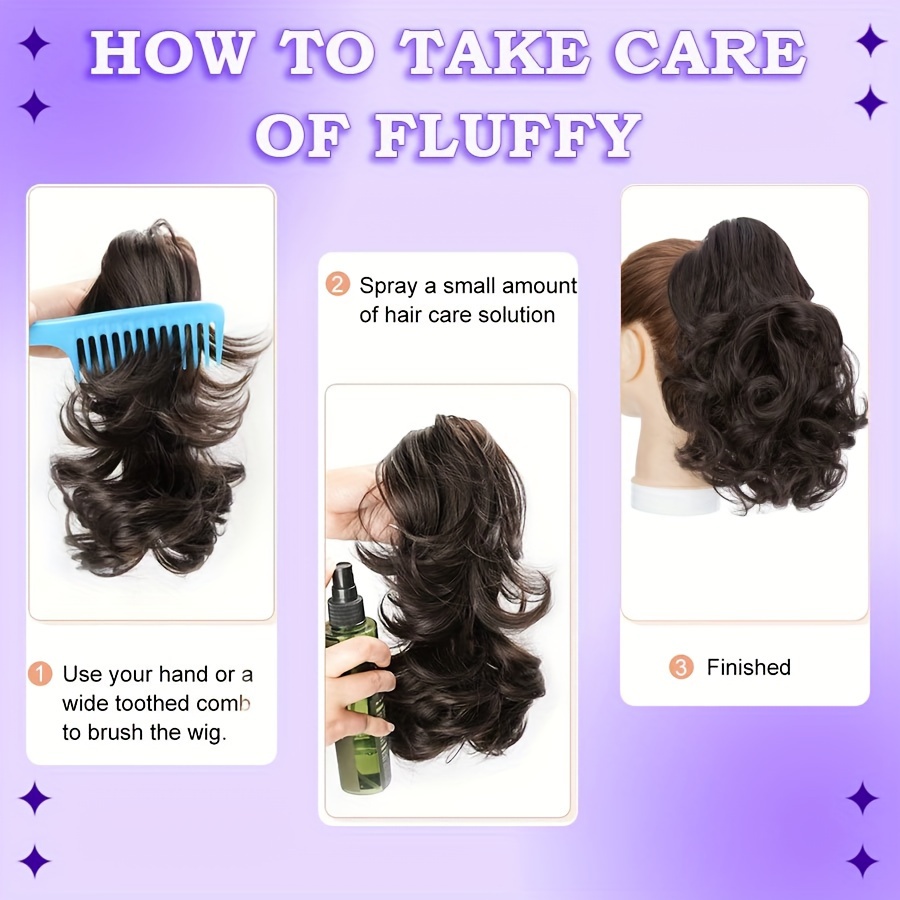 14inch 35cm claw ponytail extension short curly clip in hair extensions jaw pony tail thick wavy synthetic soft hairpiece   blonde for women natural looking highlights   daily halloween party use details 8