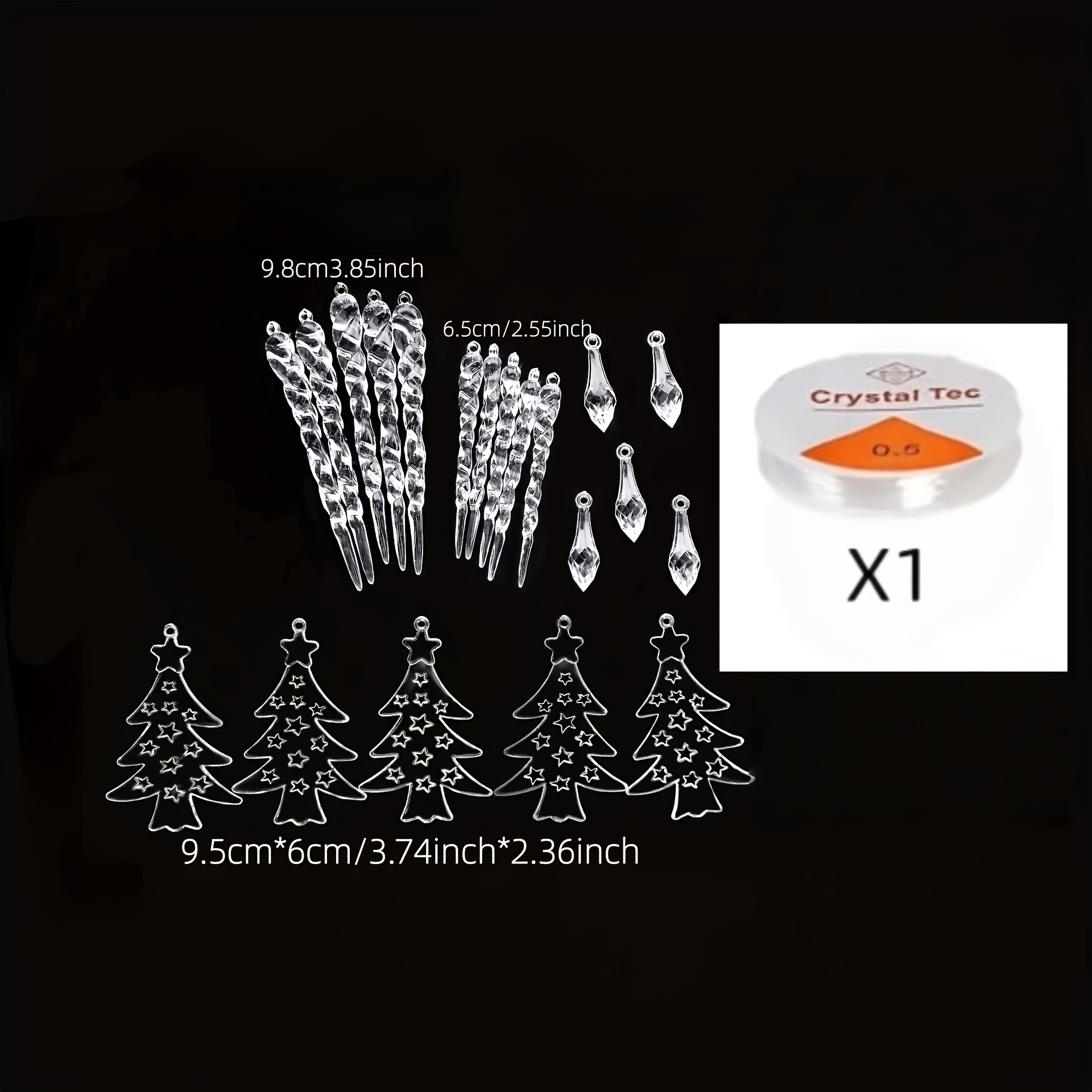 TEMU 20pcs Snowflake Ice Set - Exquisite Transparent Hanging Snowflake Decoration - Suitable For Christmas, New Year, Valentine's Day, Indoor And