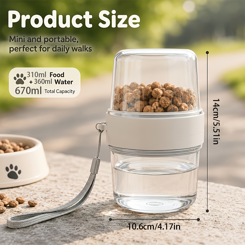 TEMU Récipient 2-en-1 portable pour animaux de compagnie grande taille, double couche grande 310 ml + 360 ml, tasse de voyage pour nourriture pour