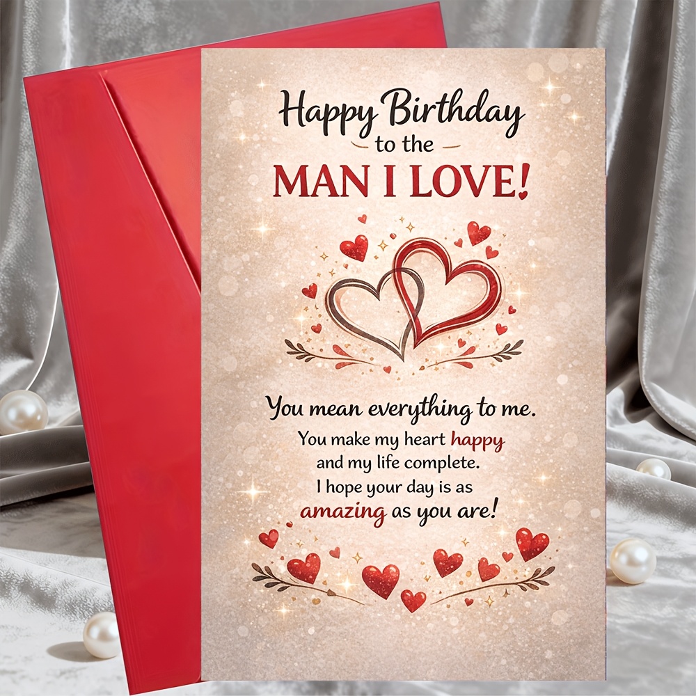 TEMU 1 Greeting Card + 1 Enveloperomantic Birthday Card For Husband Or Boyfriend Message For The For Man I Love Perfect Gift From Wife Or Partner