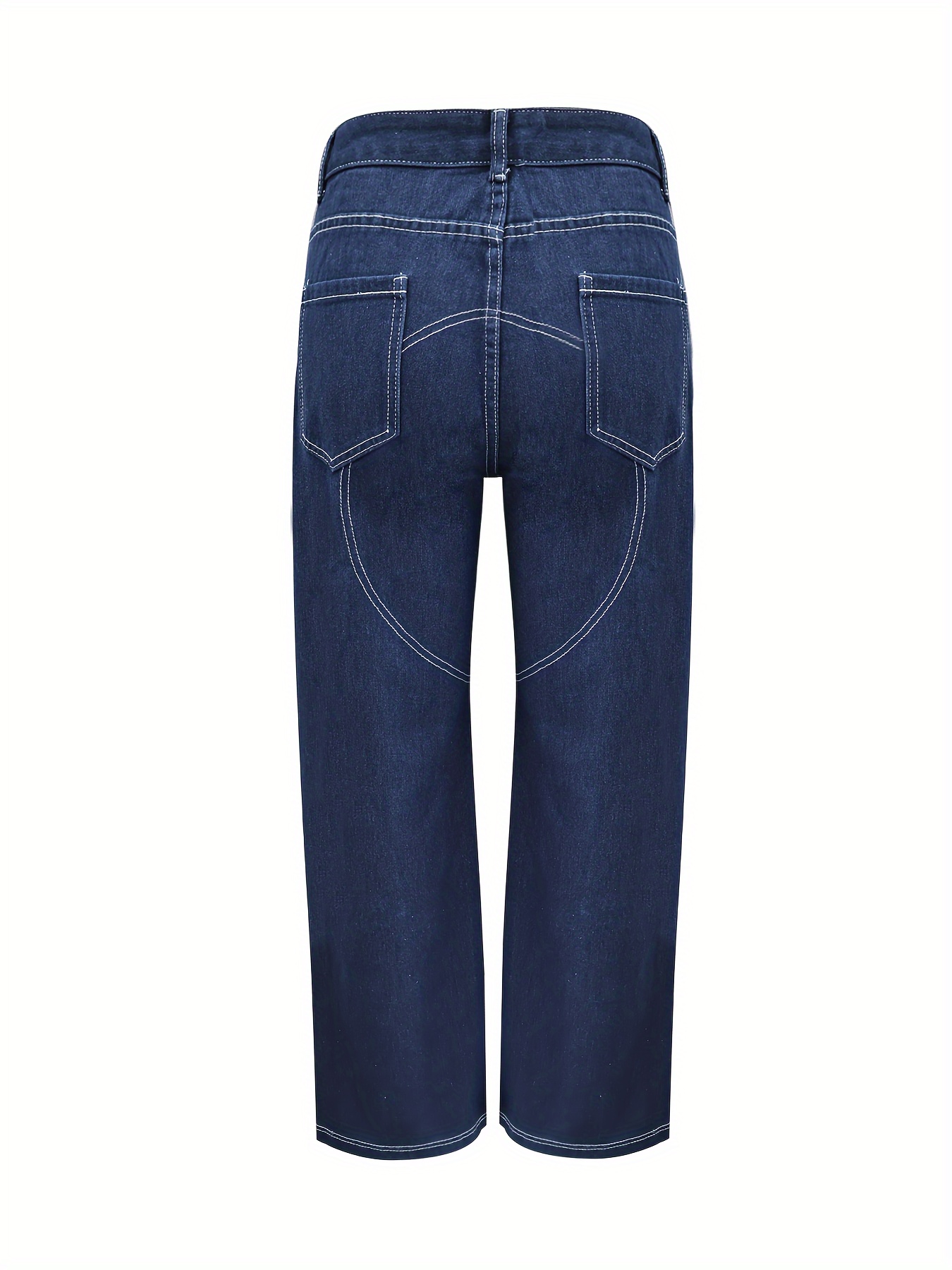 Patchwork Jeans Women Straight Pants High Waist Denim Baggy Jeans