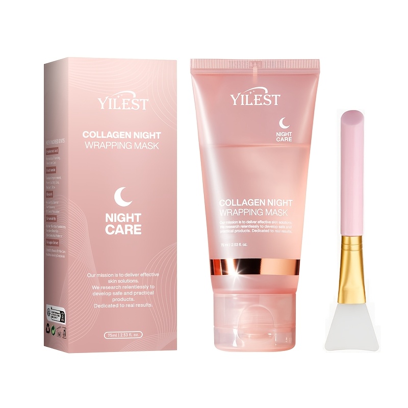 Collagen Night Wrapping Mask, Overnight Face Mask With Brush, Hydrating & Elasticity Skin Care, Off Sleeping Mask For Types, Quia Moisturizer, (brush Included), , Free