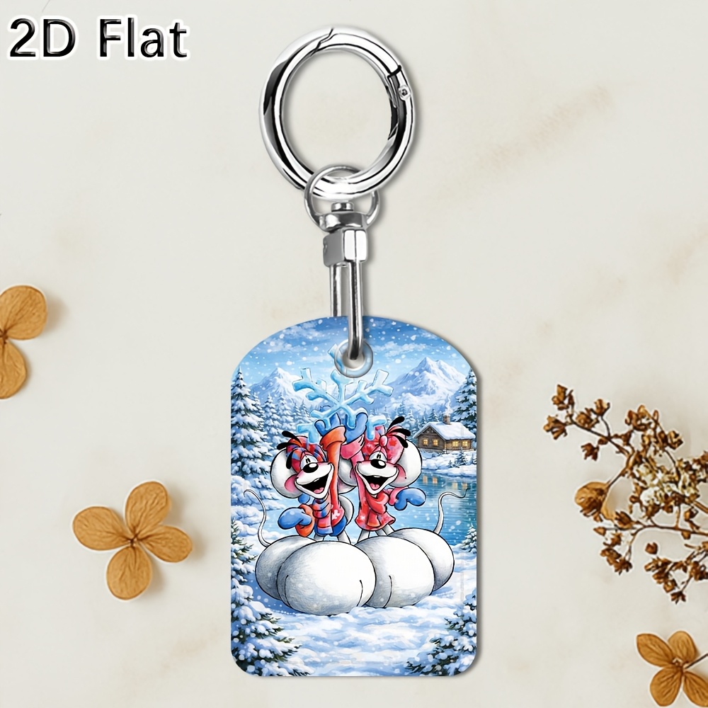 TEMU 2d Flat, 1pc 2d Flat Keychain, Printed Key Ring, Fashion Daily Decoration Accessory, 2d Flat