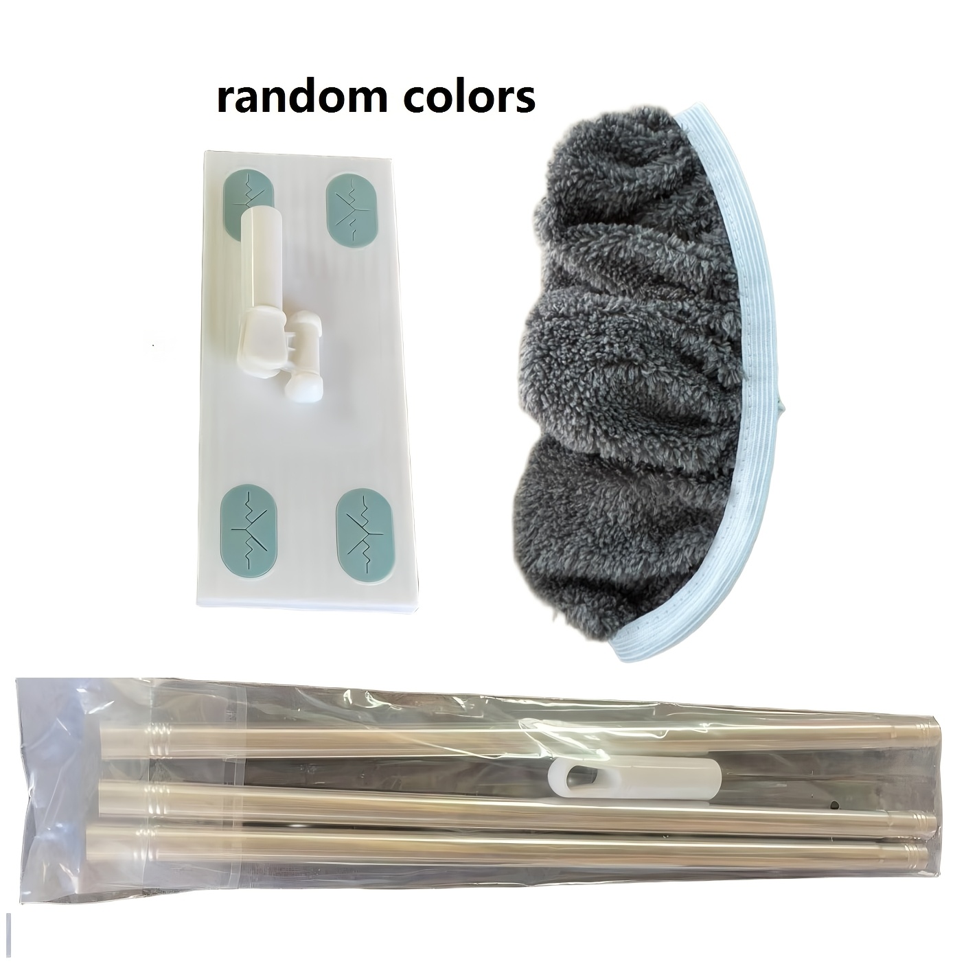 TEMU Flat Mop With Cloth Holder, Lazy Dual-use Wet And Dry Mop - 1 Mop Handle   1 Replaceable Gray Cloth, With A Fixed Matching Mop Cover, Dusting
