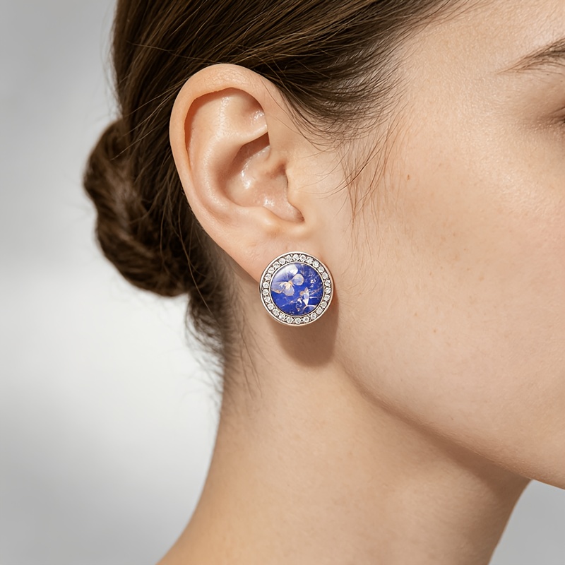2pcs Classic Faux Crystal Stud Earrings with Butterfly Design