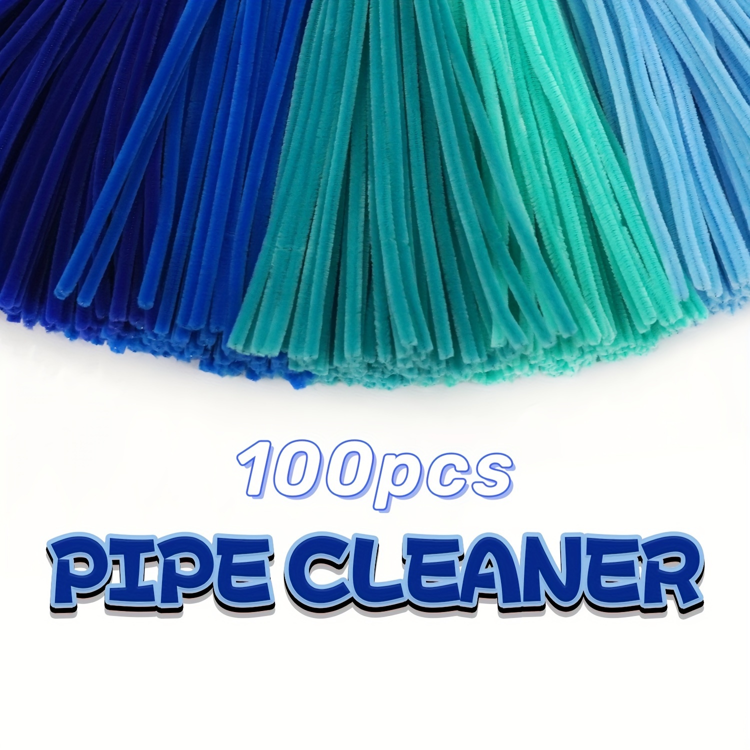 

100pcs Blue Series Upgraded Chenille Twist Stick, Contains Light Lake Blue, Deep Lake Blue, Royal Blue, Soy Green, Peacock Blue, Diy Art Creative Handmade