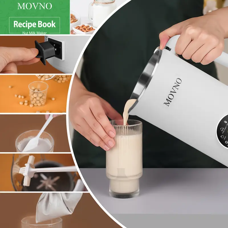 8 in 1 heavy duty machine with delay start boil water functions 1000ml large capacity stainless steel pp construction automatic soy almond oat maker with recipe book spatula for homemade plant based smoothies ricotta ideal for home office cafes compatible with kitchen appliance stylish appliance premium materials Product details 0