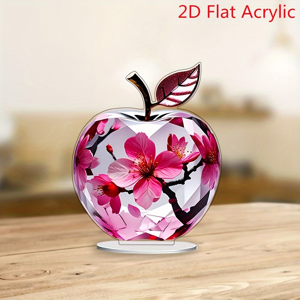 TEMU 2d Flat, 2d Flat - Elegant Cherry Acrylic Desktop Decoration - Ideal Gift Desktop Decoration Logo And Plaque, Suitable For Bedrooms, Cafes And