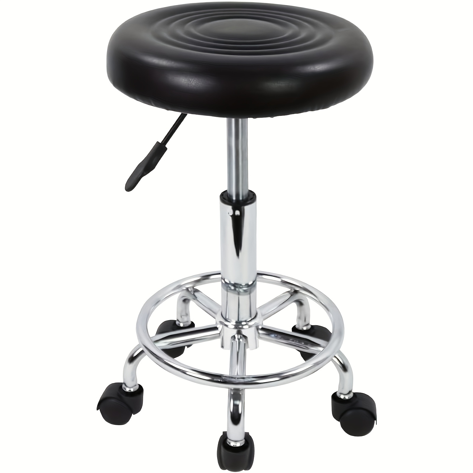 Height Adjustable Swivel Bar Stool With Backrest, 400 Lbs Heavy Duty Hydraulic Rolling Metal Chair For Kitchen, Salon, Office, Massage, And Clinic