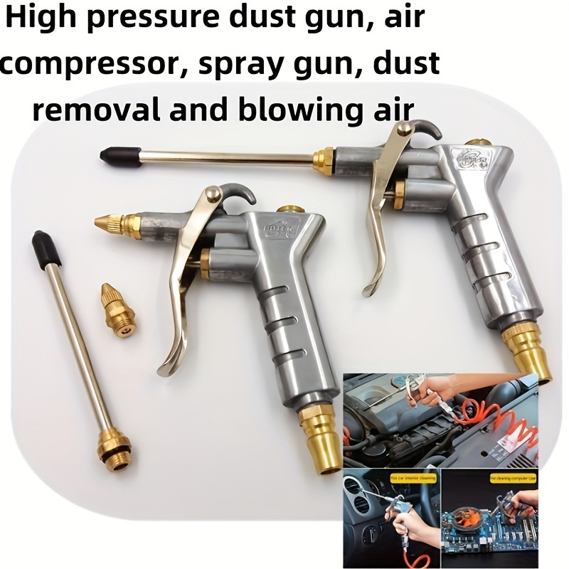 

2pcs Air Compressor & Spray Set With High-pressure Grip And Extended Nozzle - Cleaning Tools For Outdoor Use