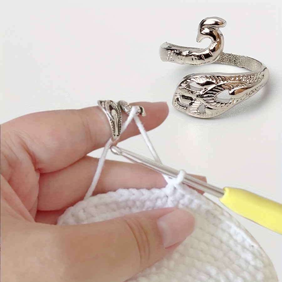 

Yarn Ring Adjustable Size Crochet Ring Beginner Weaving Crochet Gift Crochet Tension Adjustment Tool Finger Ring Gift No-tooth Ring Silvery,