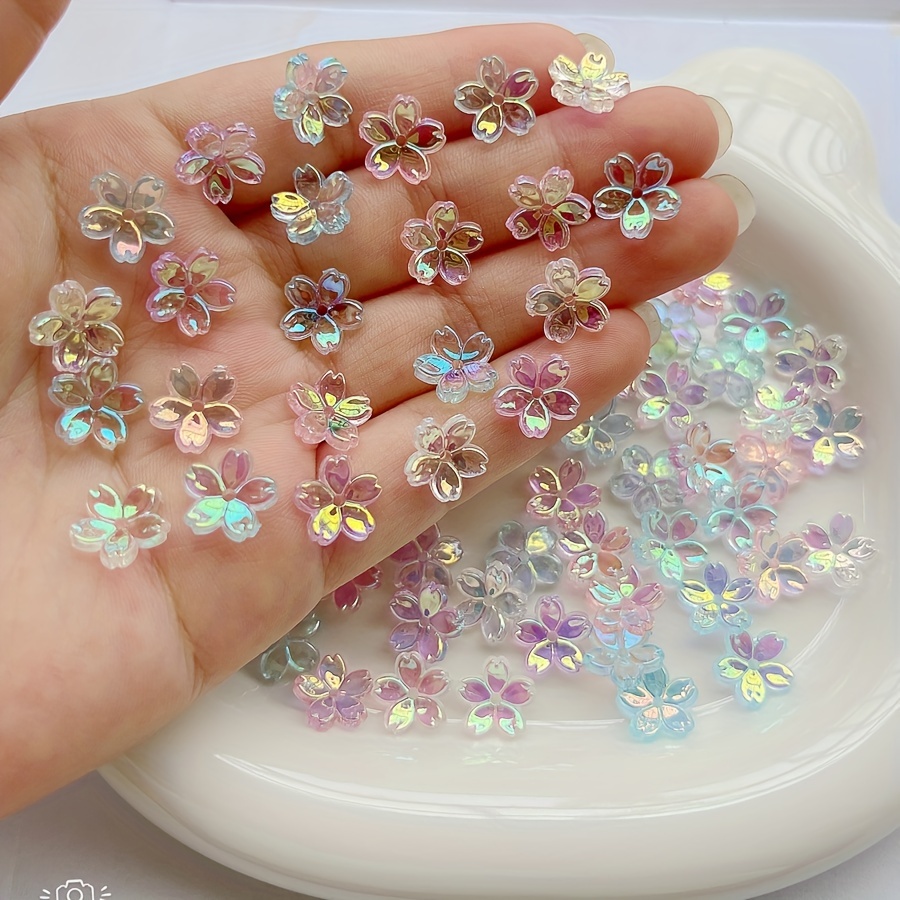 

50pcs Fleurs Acryliques Iridescentes - Pendentifs Floraux Creux DIY, Barrettes à Cheveux, Bracelets, , - et Boucles d'oreilles de