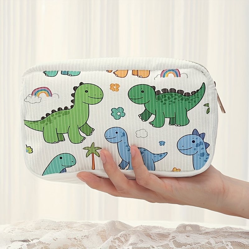 blue green dinosaur pattern printed makeup bag portable Temu