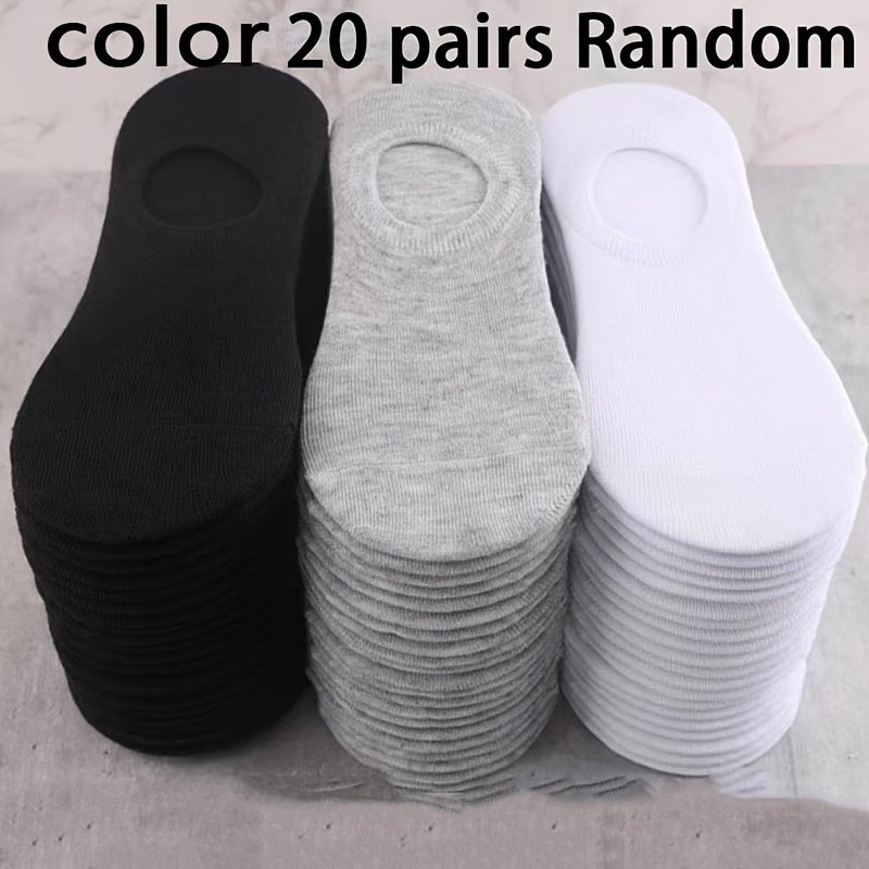 TEMU 20-pairs Random Color Socks For Men And Women, Short Summer Thin Crew Socks, Sweat-absorbent And Breathable, Low-cut