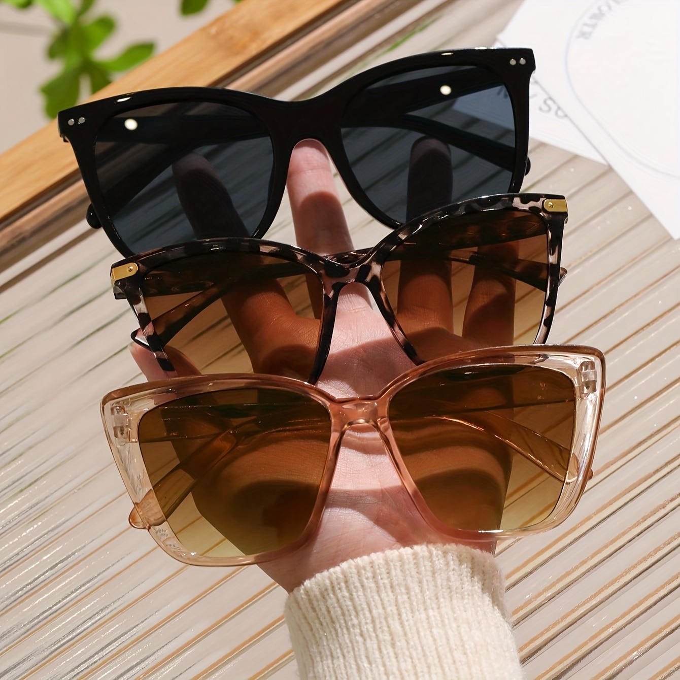 

3pcs Cat Eye Frame Fashion Glasses For Women Men Anti Glare Sun Shades Glasses For Driving Beach Travel