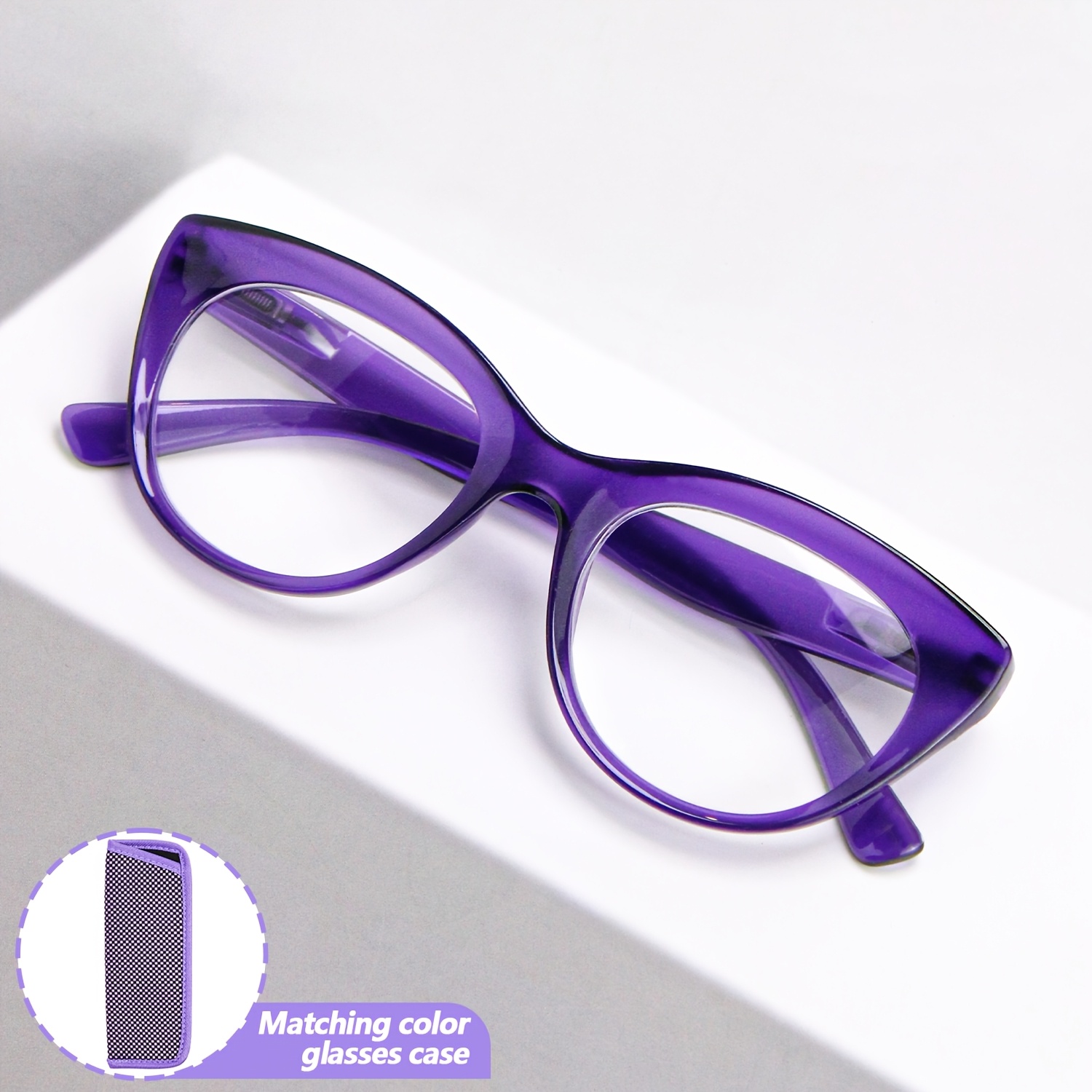 Trendy Cat-Eye Reading Glasses with Solid-Color Frame