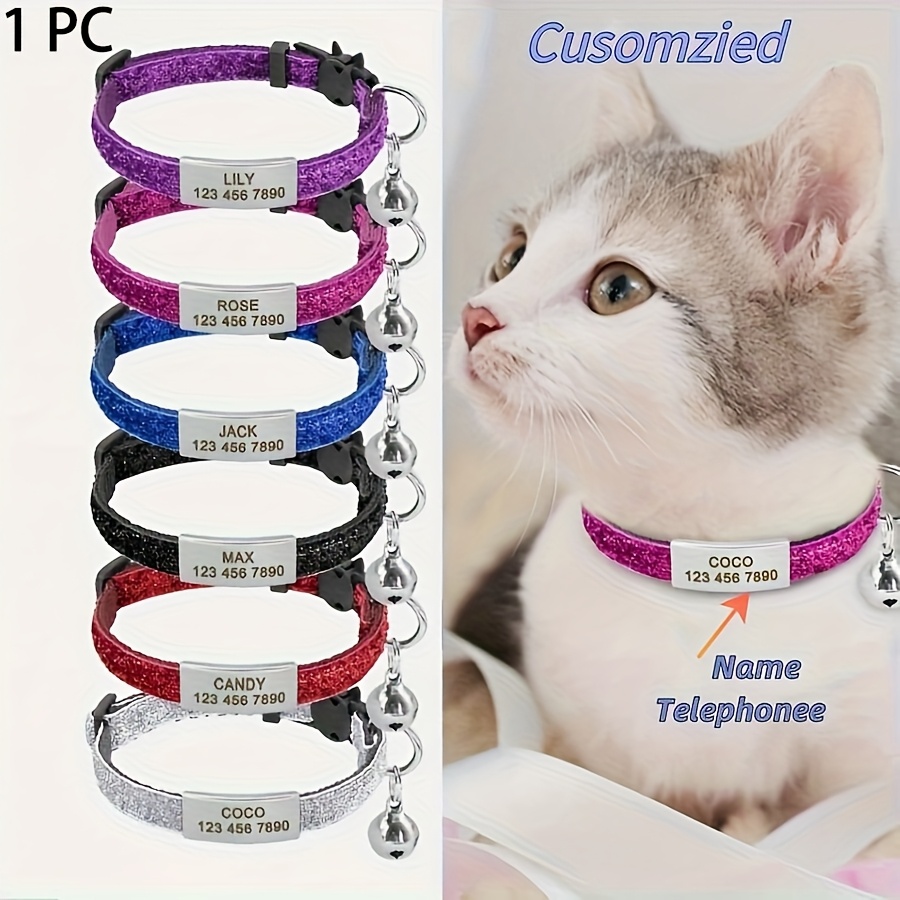 Produktbild von 2 Reflektierende Katzenhalsbänder Mit Glöckchen - Verstellbar & Sicher Mit Namensschild