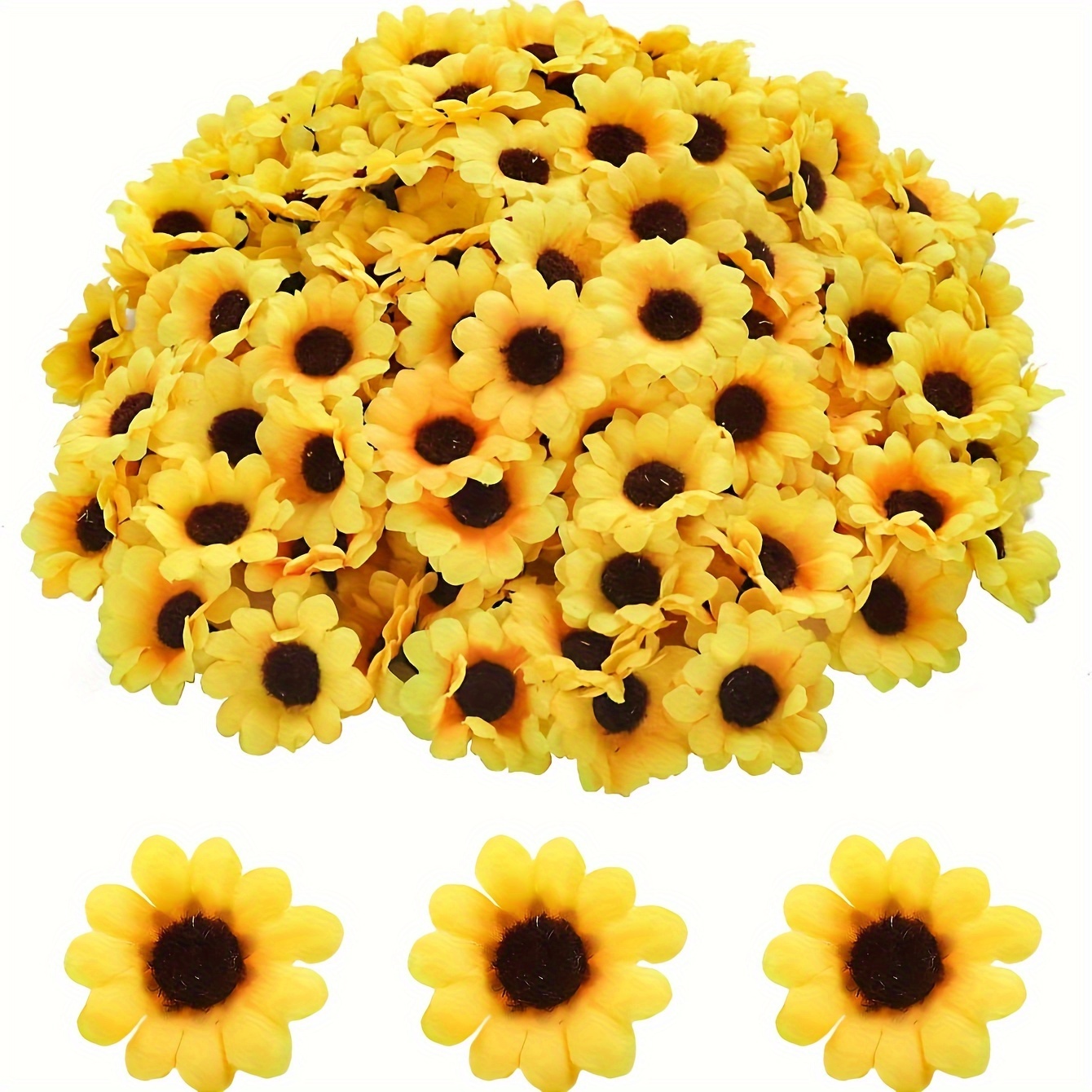 

30/100pcs Mini Artificial Sunflower Heads, Small Fake Sunflower Heads, Used For Diy Crafts, Wedding Autumn Home Decoration, Bride Shower Diy Garden Decoration