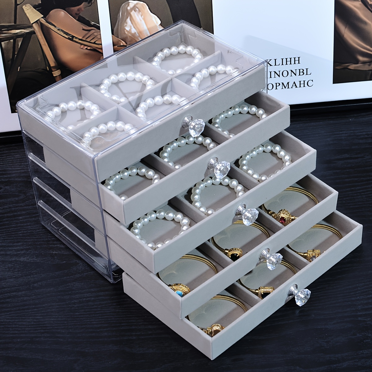 1pc elegant 5 layer acrylic jewelry organizer box with drawers   for necklaces bracelets earrings and rings perfect gift for valentine s day christmas or jewelry lovers jewelry box Product details 1