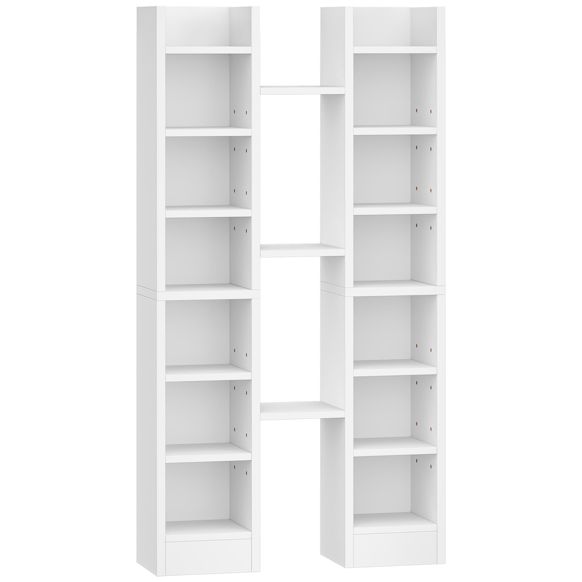 Cd Rack, 14-tier Stand, Two-piece Media Shelf, Freestanding Shelf, Stand Or Display Case, For Living Room, Study, 17 X 20 X 213cm, White