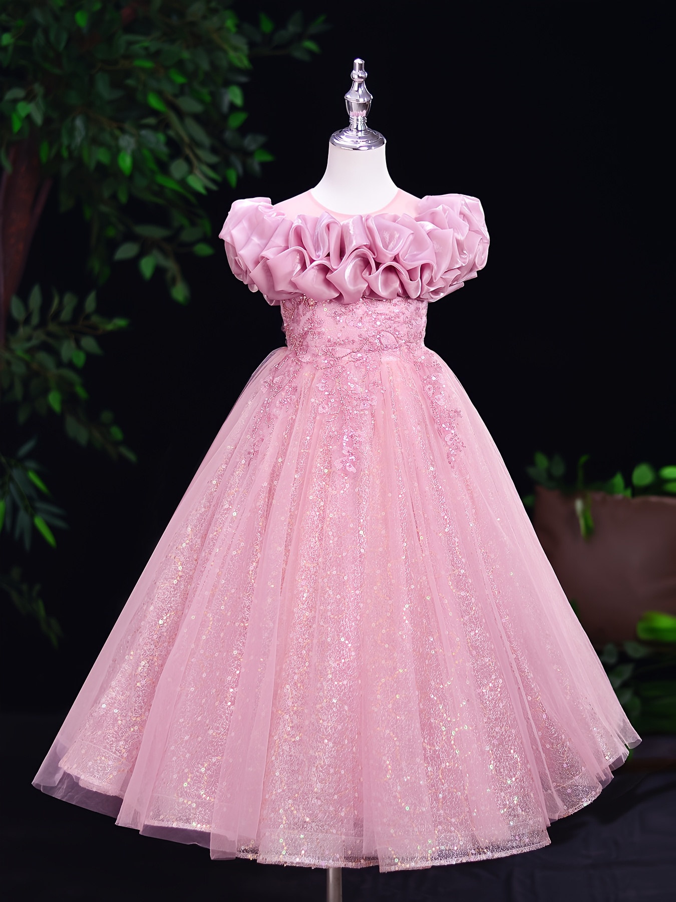 strapless open back dress Flower Girl Embroidered Dress Sleeveless Lace Ball Gown Formal Princes –  Uhnice